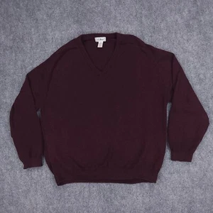 Vintage LL Bean Sweater Mens XL Burgundy / Merlot Cotton Scotland V Neck Knit - Picture 1 of 9