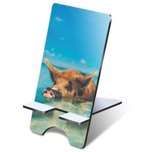 1x 3mm MDF Phone Stand Wild Swimming Pigs The Bahamas #46443