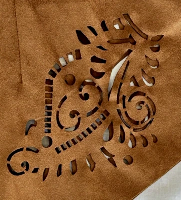 Chico's S/M Brown Microfiber Lasercut Pierced Poncho Women's Stretch Boho Casual - Image 1 of 4