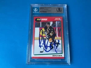 Ray Bourque Salón de la fama 1991-92 Puntuación Hockey Firmado Automático Beckett BAS en losa - Imagen 1 de 2