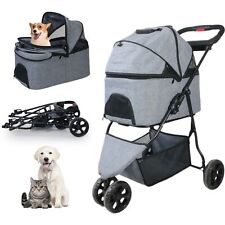 3 in 1 Pet Stroller Folding for Small Dogs, Gray Dog Stroller for Medium Dogs...