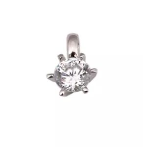 Colgante Solitario Brillante 0.40 Quilates W/ Si Oro Blanco 585 14kt Engastado - Imagen 1 de 5