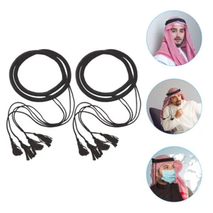 2 Pcs Headband Man Desert Wrap Rope Mens Scarf Turban Arab Costume - Picture 1 of 12