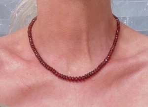 Signed 14k Yellow Gold 125tcw Graduated Faceted Natural Red Garnet 17" Necklace - Picture 1 of 4