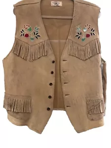 RRL Ralph Lauren Men’s Leather Vest. Very Rare Western Style, embroidered Vest. - Picture 1 of 11