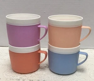 Vintage MCM Bolero THERM-O-WARE Plastic Mugs Cups Lot of 4 Pastel 1950s - Picture 1 of 7