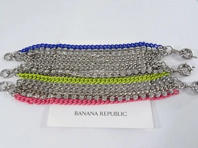 Juego de 3 brazaletes Banana Republic para mujer esmalte plata cristal NOB 145 juego de 3 Foto 1 de 4
