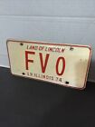 Vintage 1974 Illinois License Plate FV 0 Land Of Lincoln FV0