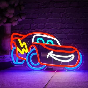 Sportwagen Leuchtreklame, Rennwagen LED Schild, 14,6x8,3x0,6 Zoll, Acryl Neon... - Bild 1 von 8