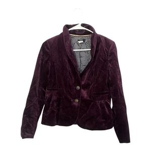J. Crew Women's Peplum Blazer Velvet Purple Button Size 6P Petite Elegant FLAW - Picture 1 of 12