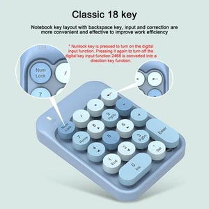 `Ak18 2.4G Wireless Digital Keypad Accounting External Round Keycap Wireles - Photo 1/9
