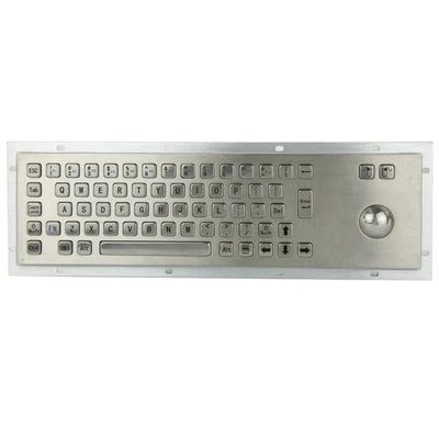 Panel Mount Industrial Waterproof Stainless Steel Metal Keyboard with Trackball - Image 1 of 4