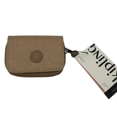 Kipling Tops Cremallera Alrededor Mini Doble Cartera Estuche para Tarjetas a Presión Bronceado/Arena Nylon Compacto Foto 1 de 4