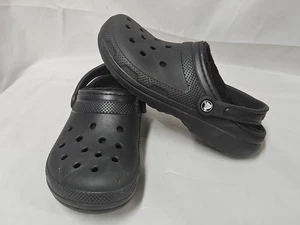 Crocs Classic Clog Black Women's Size 9 Faux Fur Lined Unisex Comfort Shoe GUC - Picture 1 of 14