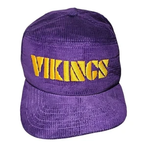Vintage Minnesota Vikings Corduroy Snapback Hat Cap NFL New Era Purple USA - Picture 1 of 7