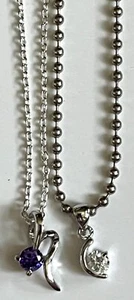 Collar (18") con piedra púrpura y collar (16") con caja de regalo de piedra transparente incl. - Imagen 1 de 2