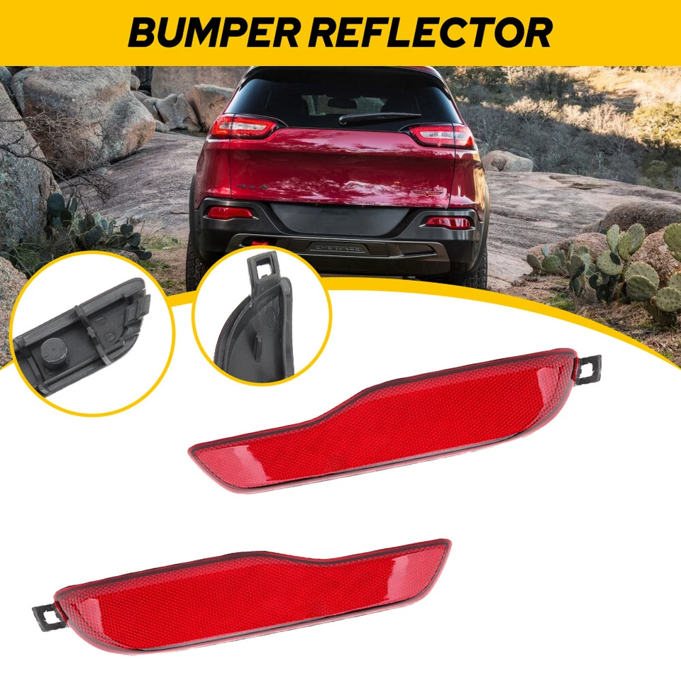 LH+RH Side Rear Bumper Light Reflector Lamp For JEEP Cherokee 14 2015 2016-2018 - Image 1 of 1