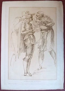 Eau-forte début 19ème, Etudes de personnages, William Long, d'après Michel-Ange - Bild 1 von 3