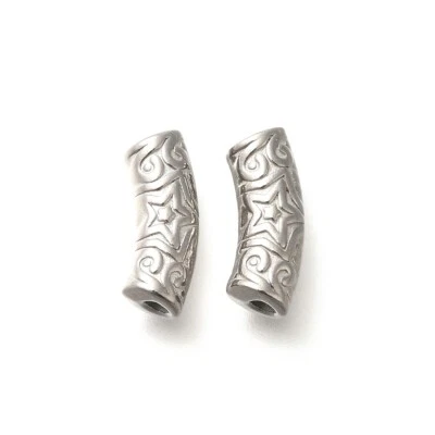 20pcs Stainless Steel Tube Bead Tibetan Silver for Bracelets Jewelry Making DIY - Image 1 of 3