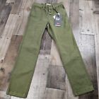 Womens Levis 724 size 25 Green High Rise Straight Cropped Button Denim Jeans New