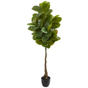 Nearly Natural 65” Rubber Leaf Artificial Tree Real Touch Green Leaves Decor - Picture 1 of 2