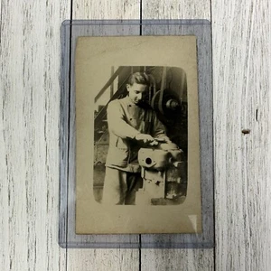 RPPC Mechanic Photo Postcard Pully Machinery Factory 1900s Early Industrial Era - Picture 1 of 3