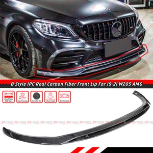 FOR 19-21 MERCEDES BENZ W205 C300 C43 AMG CARBON FIBER B STYLE FRONT BUMPER LIP - Picture 1 of 6