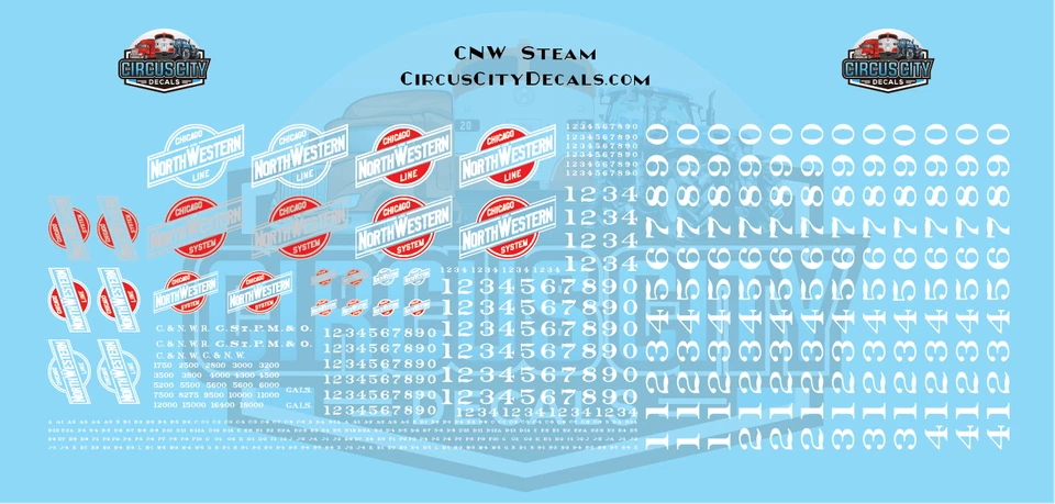 Chicago & North Western CNW C&NW Steam O Scale Decal Set - Image 1 of 1