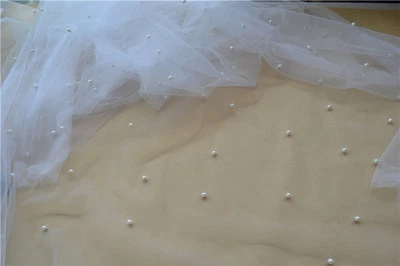 Perlen Tüll Stoff Perlen Braut Spitze Für Schleier Hochzeit Kleid Tüll Stoff 1 M - Bild 1 von 4