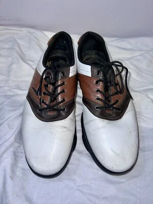 Callaway Men's White Brown Black  Golf Shoes Size 10 Spikes Xtra Traction - Image 1 of 4