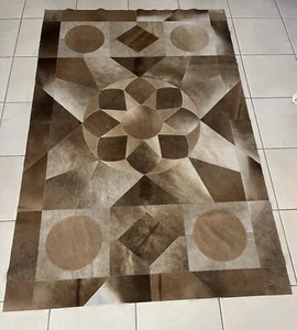 100% Genuine Hair Cowhide Leather Patchwork Rug Carpet Argentina 94” x 61” - Picture 1 of 7