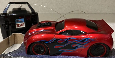 Mega Motors Kid Cruisers Radio Control Red Sports Car Blue Flames New In Box - Image 1 of 4