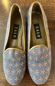 ZALO TAPESTRY NEEDLEPOINT LOAFERS 8N MADE IN SPAIN LEATHER SOLE - Picture 1 of 9