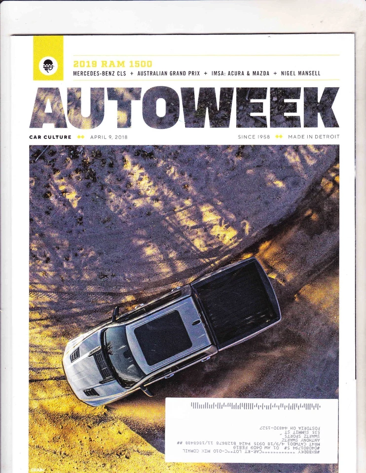AUTOWEEK--2019 RAM COVER-----APRIL 9 2018 - Image 1 of 1