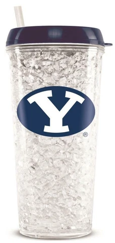 BRIGHAM YOUNG UNVERSITY FREEZER CRYSTAL TUMBLER MUG ACRYLIC CUP 16 OZ W/STRAW Cover