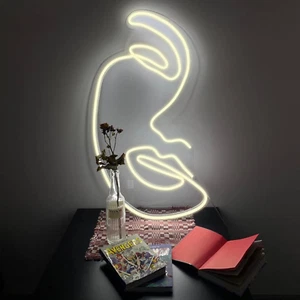 Neon Signs Face LED Neon Lights Ins Style Art Wall Decorative Lights Minimalist - Picture 1 of 7