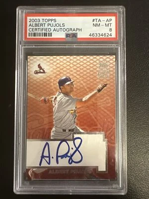 Autógrafos Albert Pujols Topps 2003 TA-AP AU automático PSA 8 como nuevo Cardinals Low Pop Foto 1 de 4
