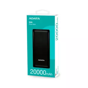 Power Bank ADATA C20 Robust Power for 3-Device Charging 20000mAh Black Brand New - Picture 1 of 12