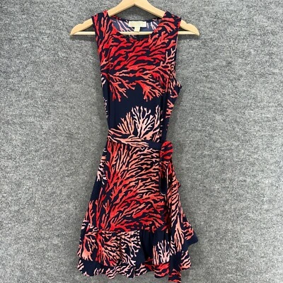 Vestido Michael Kors Mujer PM Pequeño Azul Floral Funda Corto Cinturón Sin Mangas Foto 1 de 4