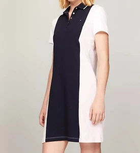 NWT Tommy Hilfiger Women's Vertical Colorblock Polo Dress - Picture 1 of 4