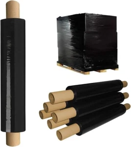 6 x Strong Rolls Black Pallet Stretch Shrink Wrap Parcel Packing Box Cling Film - Picture 1 of 4