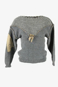 Vintage Ladies Jumper Crew Neck Knit Pullover Warm 90s Grey Size M - IL3044 - Picture 1 of 4