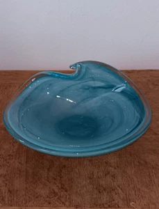 Maurano Vintage Wave Swoop Art Glass Blue Multifunctional Bowl Made in ITALY  - Picture 1 of 9