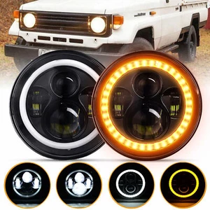 2X 7" Inch Round LED Headlights Halo Angel Eyes For Jeep Wrangler JK LJ TJ CJ - Picture 1 of 9