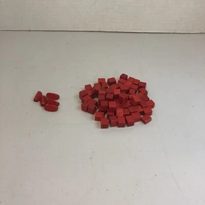 Risk Vintage Red Wooden 69 Cubes & 5 Oval Game Pieces 1968 Replacement - Picture 1 of 5
