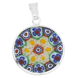 Colgante Millefiori de cristal de Murano GlassOfVenice en marco de plata 3/4" - Imagen 1 de 4