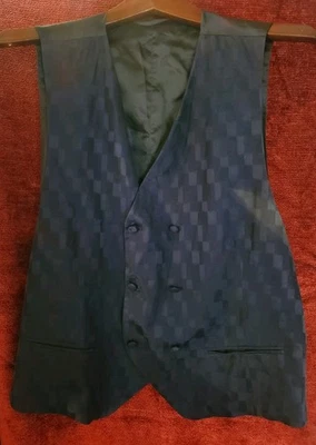 Chaleco de Seda Azul Borgoña Negro Para Hombre Talla XL Hecho en Italia - Leer Desvanecimiento  Foto 1 de 4