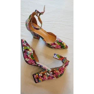 Fashion Summer Pointed pumps Geometric Pattern Ankle Strap shoes size 39 - Picture 1 of 9