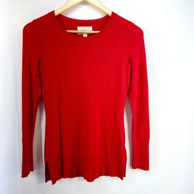 Kenar Red Extra Fine Merino Wool Fine Knit Crew Neck Sweater Womens Small - Image 1 of 4