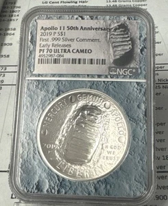 2019-P Apollo 11 50th Anniv Silver S$1- NGC PF 70 UCAM - Picture 1 of 2